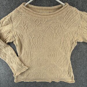 Coogi Naturals Australia Made Beige Knit Sweater Women Small Linen Cotton Crew